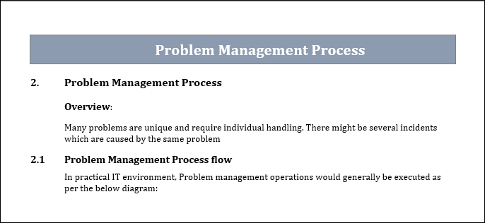 Problem Management Process Overview
