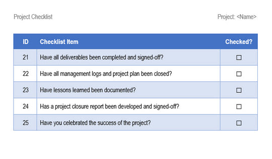 Project Checklist Word – Techno PM - Project Management Templates Download