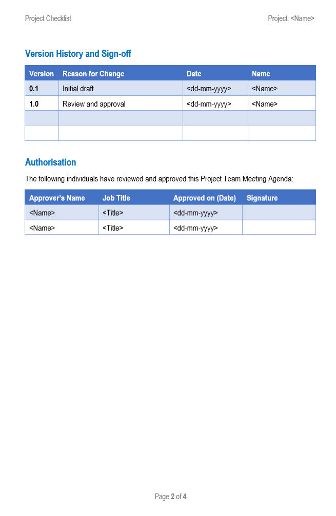 Project Checklist Word Template