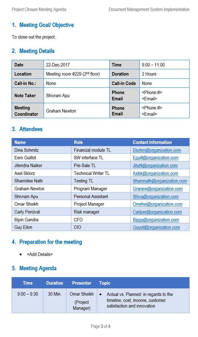 Project Closure Meeting