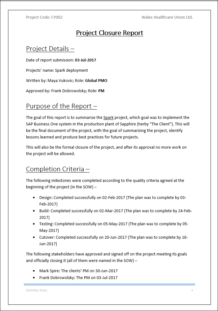 Project Closure Templates - 5 Templates – Techno PM - Project ...
