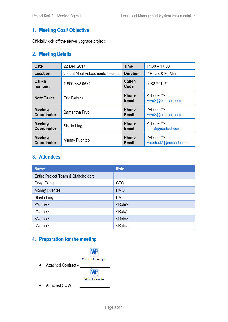 Team Meeting Agenda Templates
