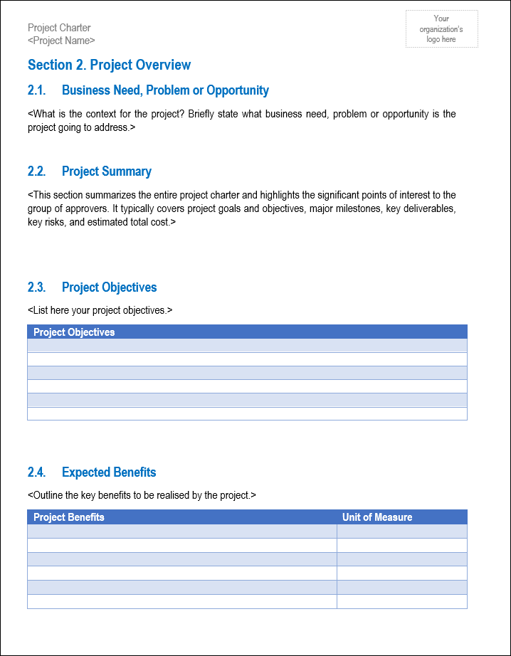 Project Charter Templates – Techno PM - Project Management Templates ...