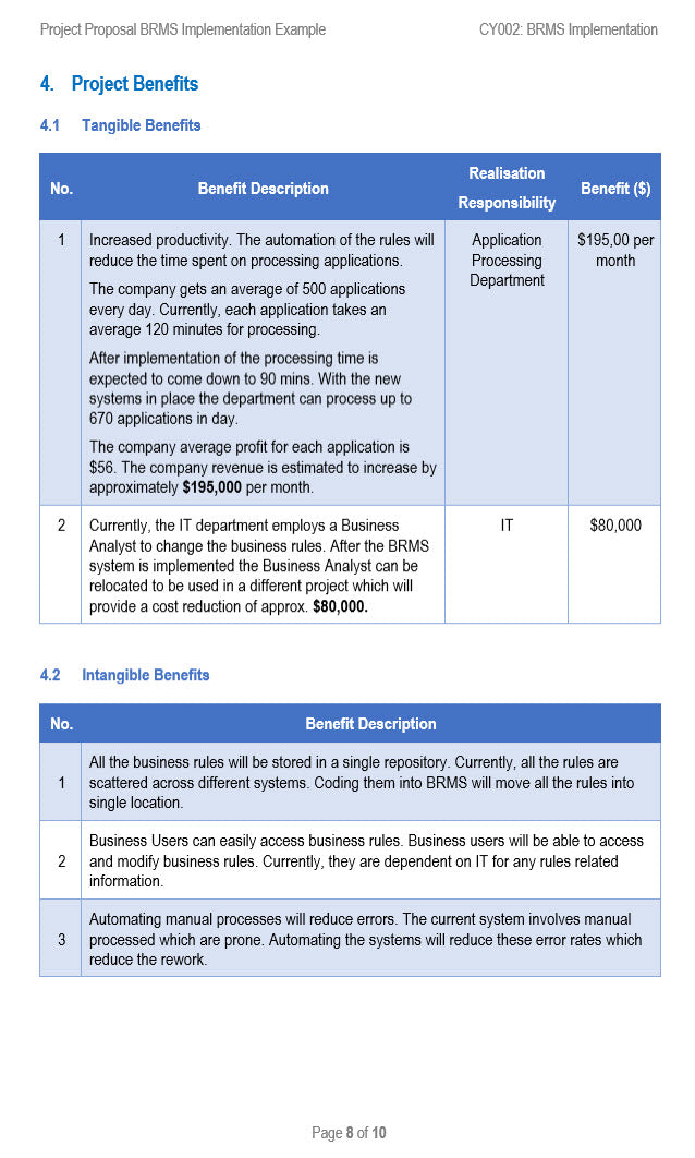 Project Proposal Benefits