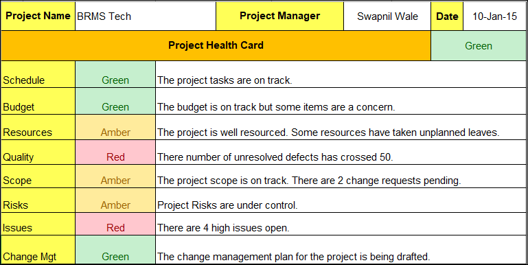 Excel Weekly Status Report Template – Techno PM - Project Management ...