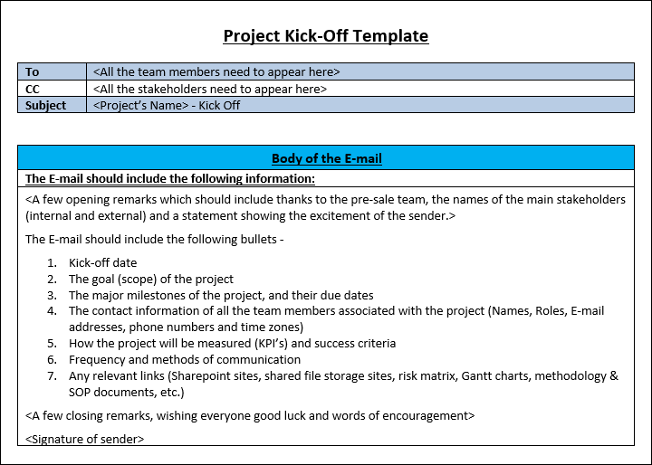 Project Kickoff E-mail Template and Examples