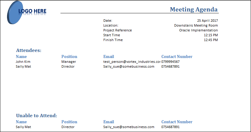Meeting Templates, Project Management Meeting Agenda Excel Template