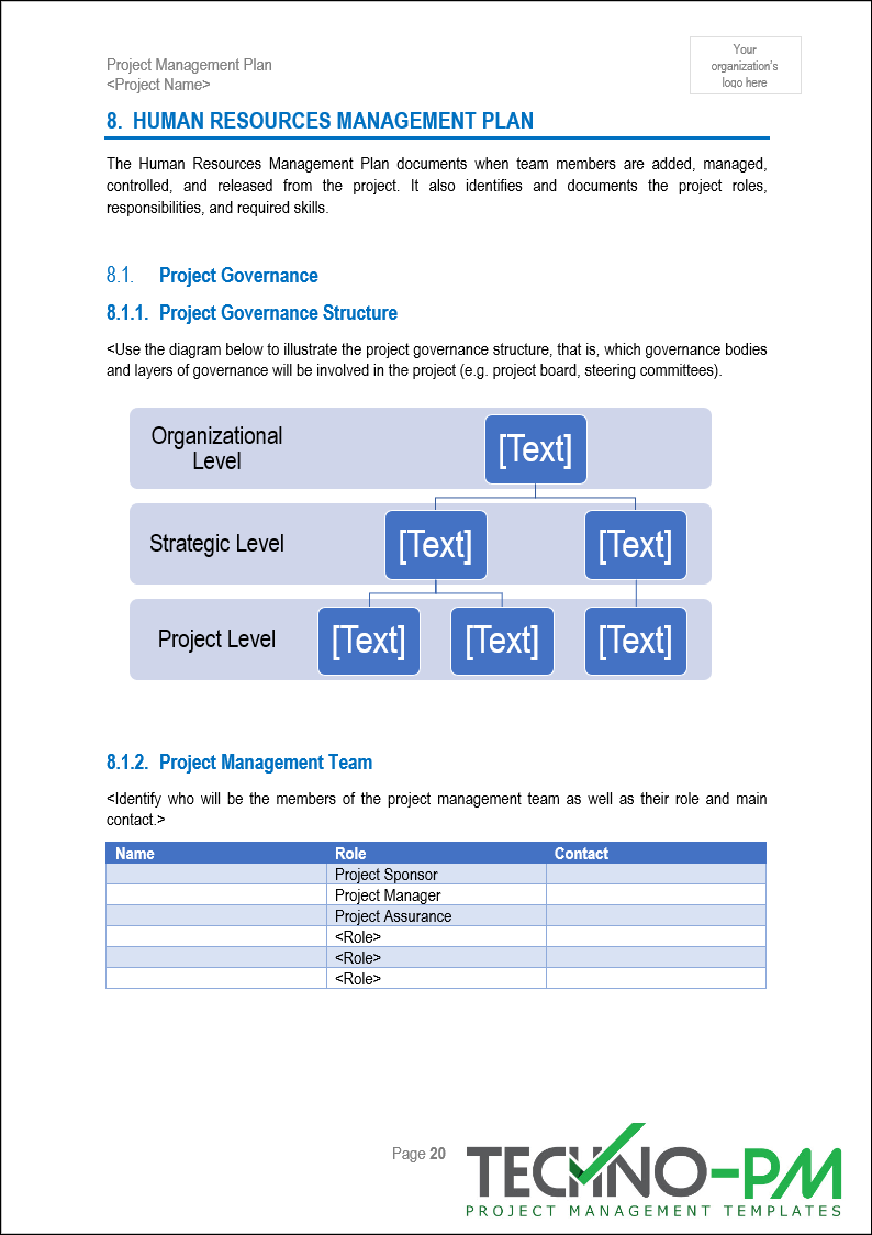 Project Management Plan (PMP) Template – Techno PM - Project Management ...