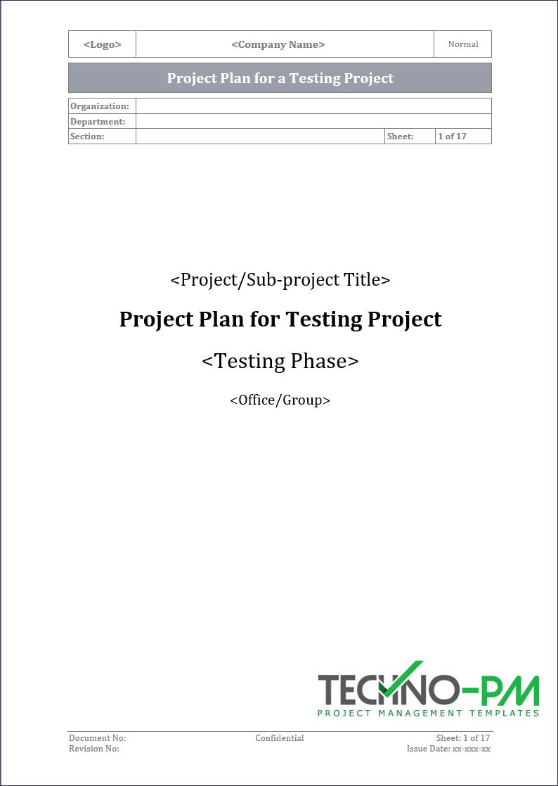 Project Testcript Template Project Testing Toolkit – Techno PM - Project Management Templates Download