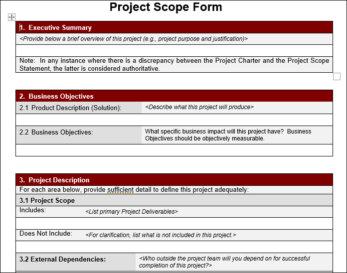 Project Scope Template