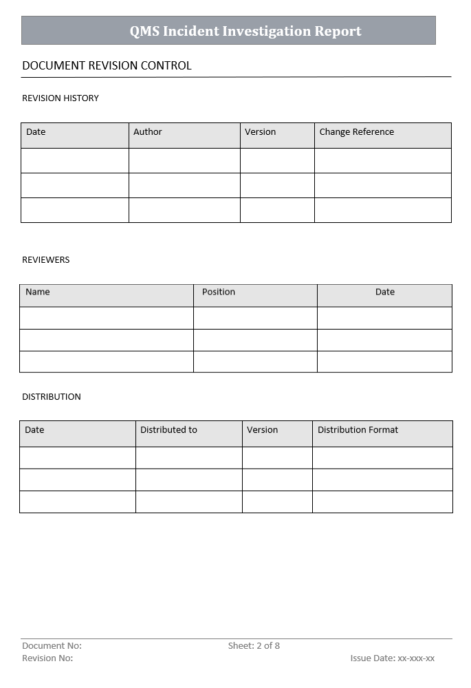QMS Incident Investigation Report Template