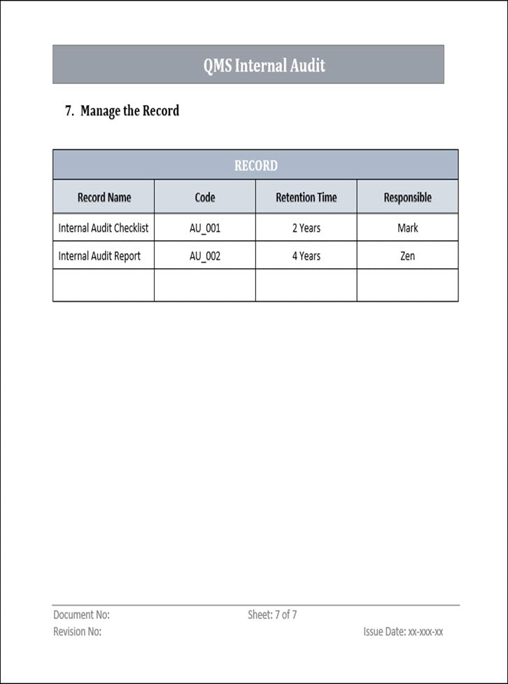 QMS Internal Audit Procedure (QMS 9001)