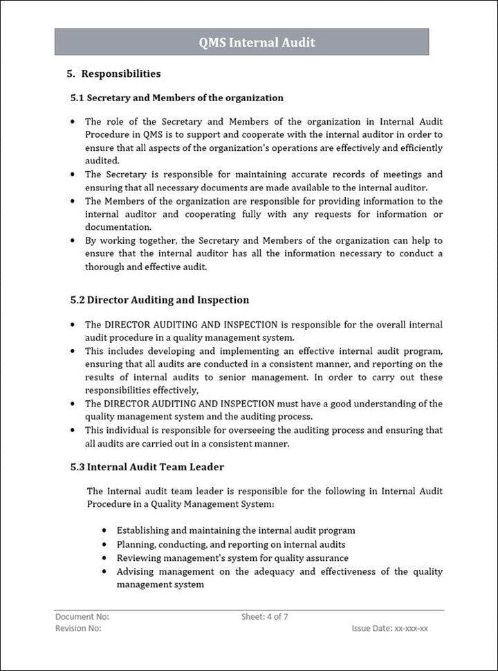 QMS Internal Audit Procedure (QMS 9001)