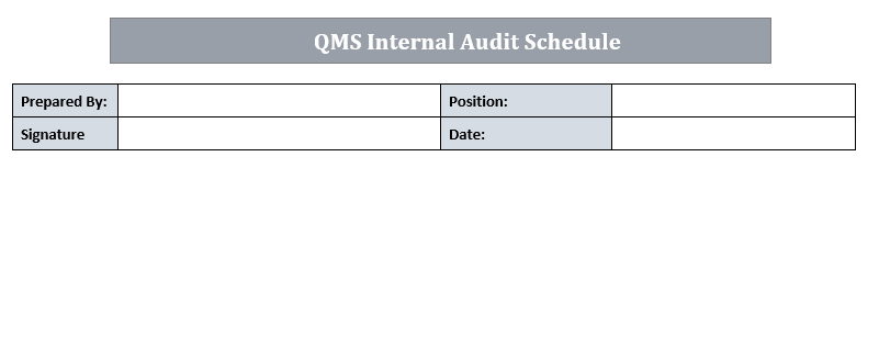 QMS Internal Audit Schedule