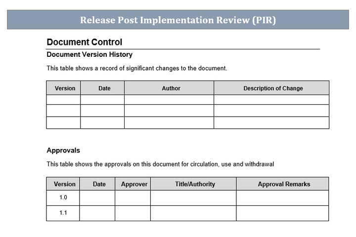 Post Implementation Review Template