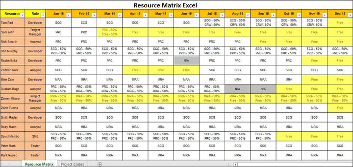 RESOURCE MATRIX TEMPLATE EXCEL 