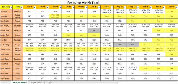 Resource Matrix Template Excel Download