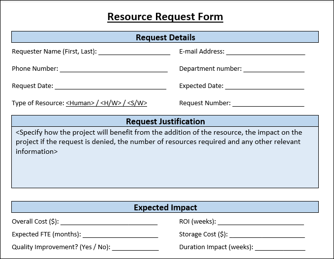Resource Request Form Template 