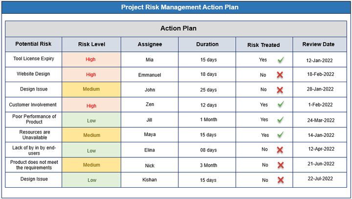 Project Risk Management Action Plan