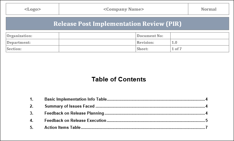 Release Post Implementation Review