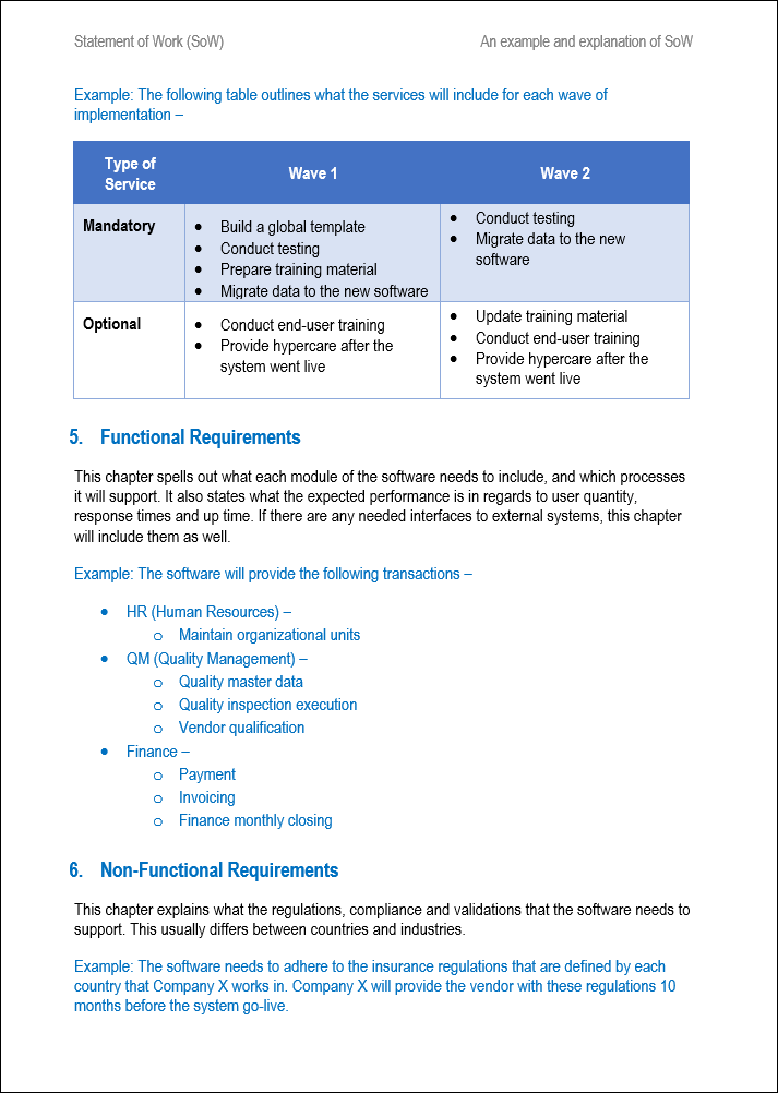 SOW Template Techno PM Project Management Templates Download