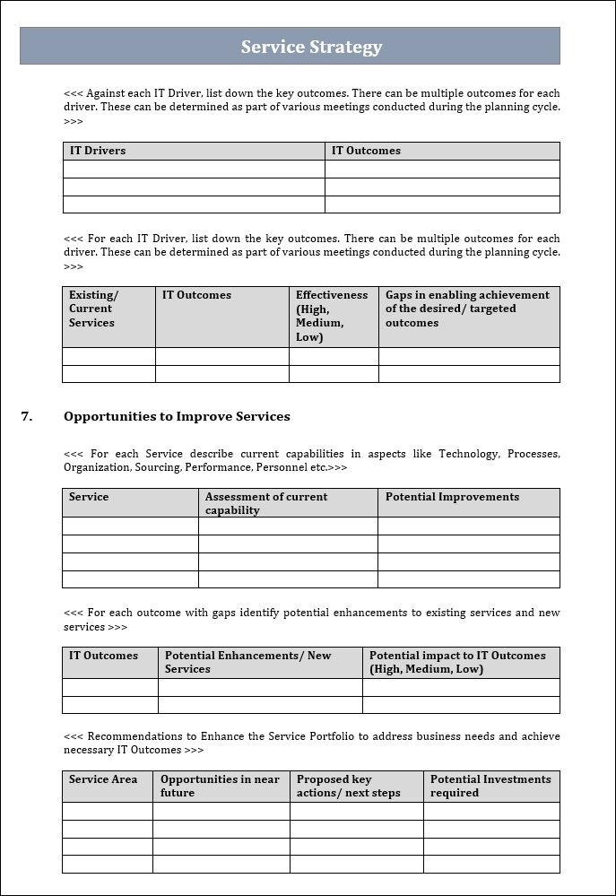 Service Strategy template, Service Strategy