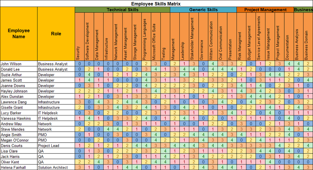 Skills Matrix Template