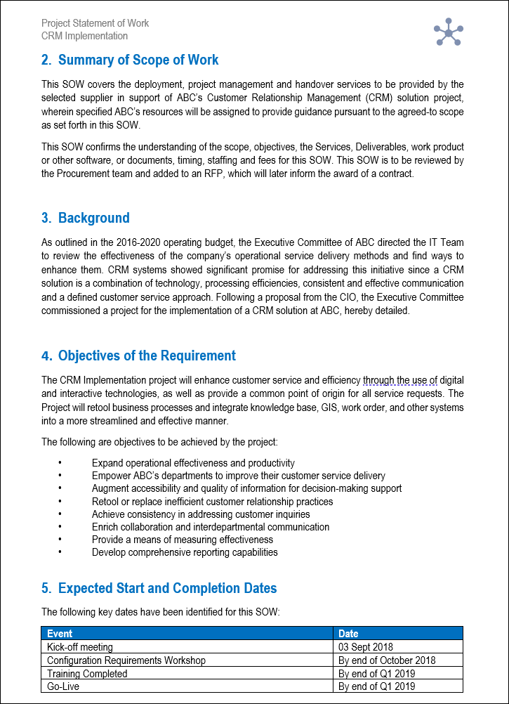 Sow Checklist.pdf SOW Template – Techno PM - Project Management Templates Download