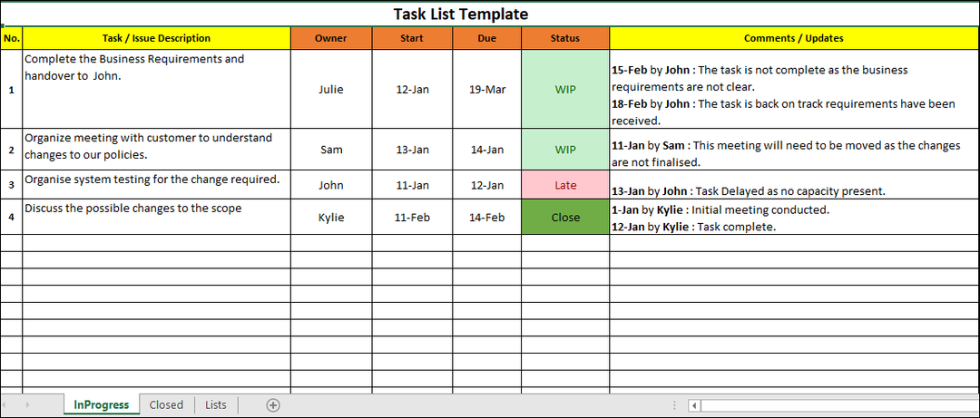 Task List Template