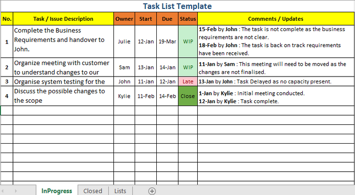 task management excel task tracker template