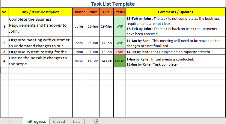 task management excel task tracker template