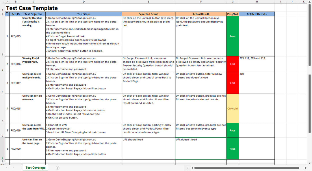 Test Case Template