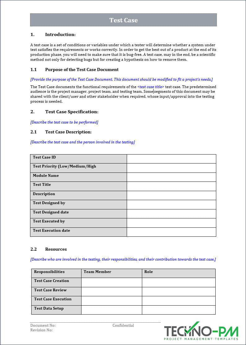 Test Pack Template Testing Toolkit – Techno PM - Project Management Templates Download