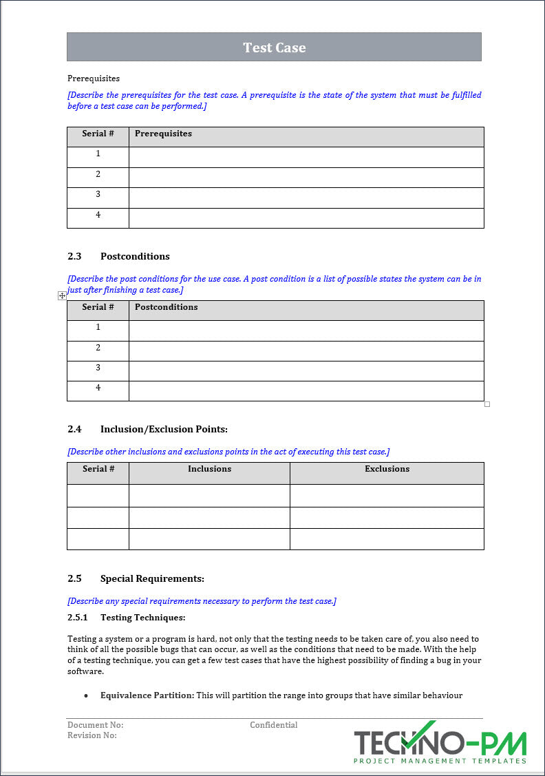 Test Case Word Template