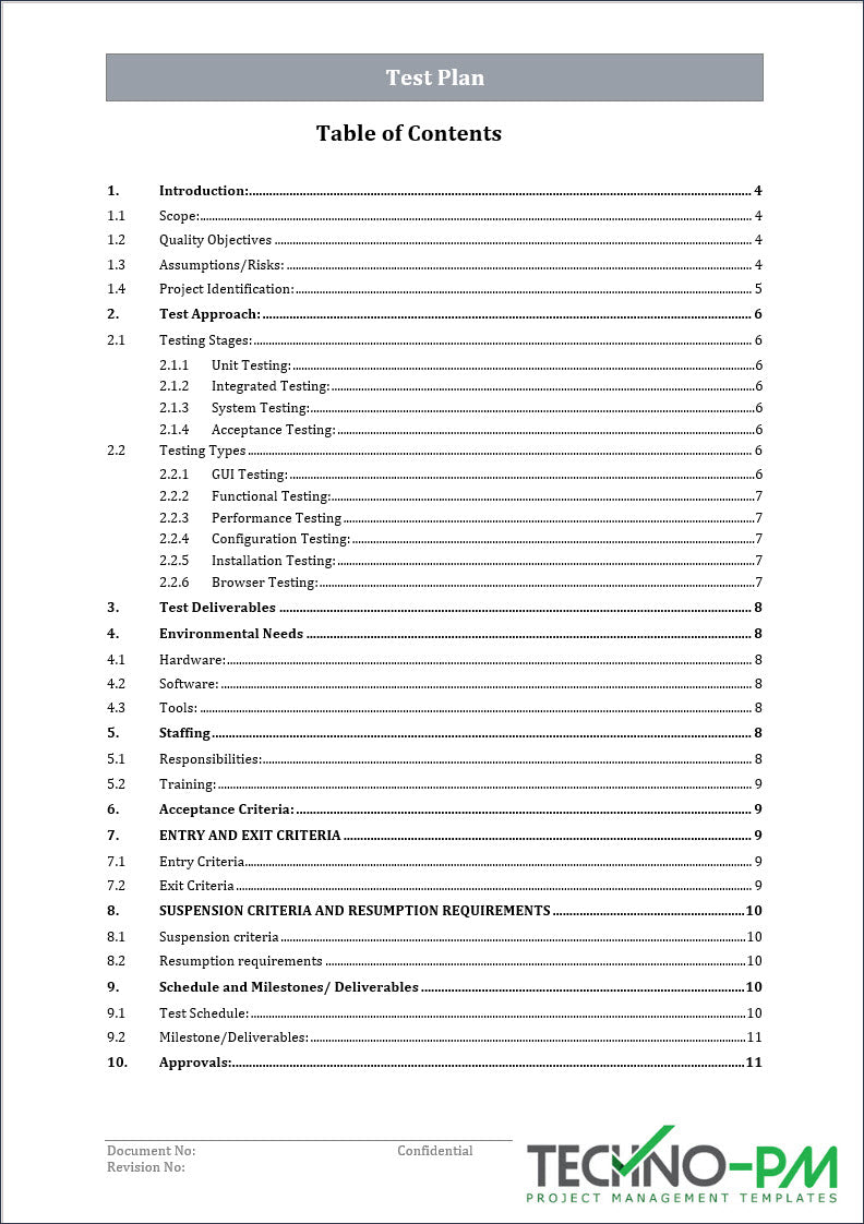 Project Testing Toolkit – Techno PM - Project Management Templates Download