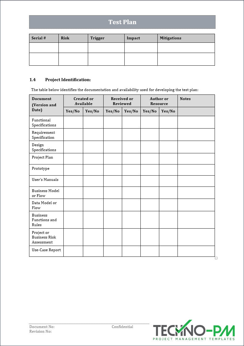 Test Plan Template