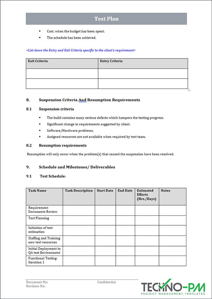 Test Plan Template