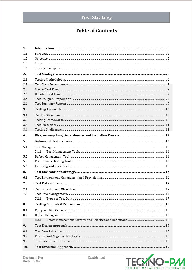 Project Testcript Template Project Testing Toolkit – Techno PM - Project Management Templates Download