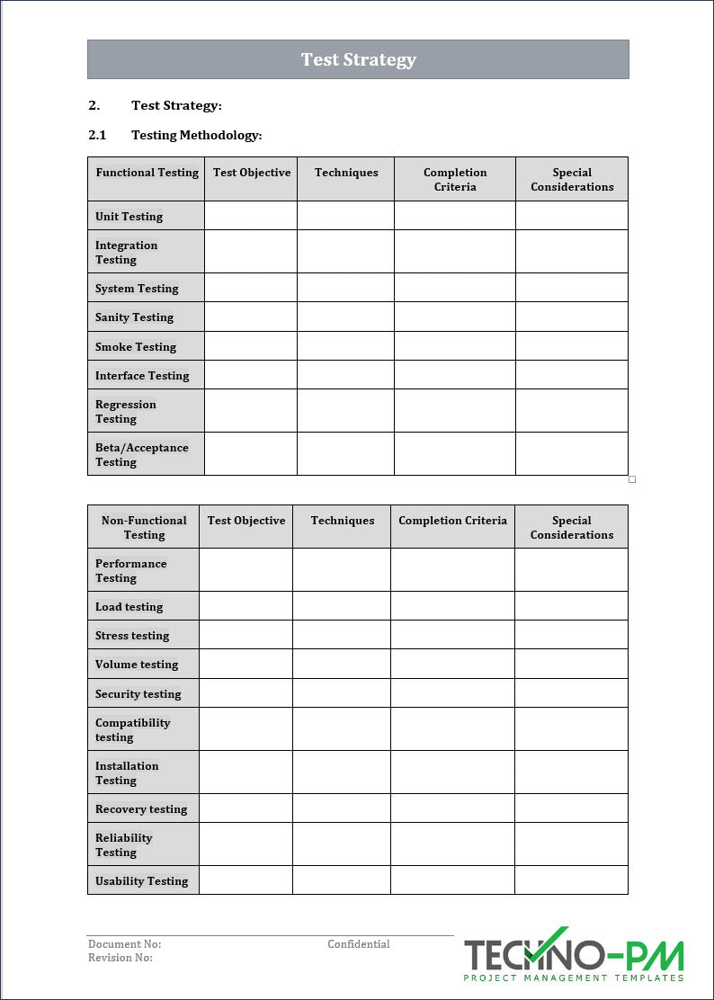 Testing Toolkit – Techno PM - Project Management Templates Download