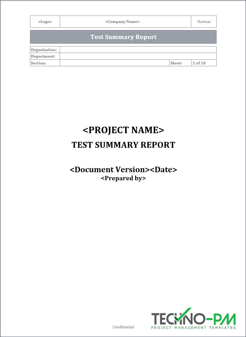 Test Summary Report Template