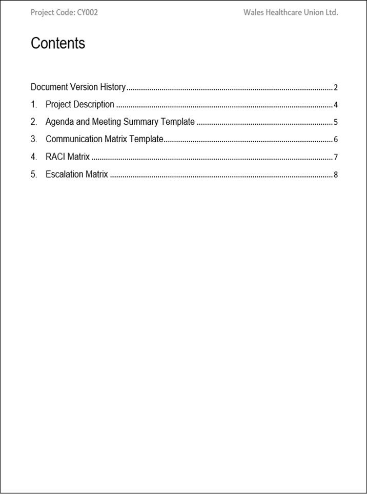 Communications Management Plan