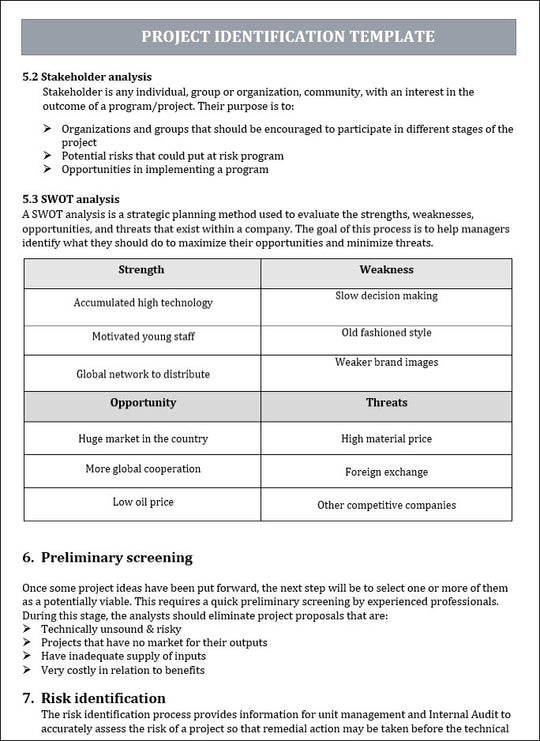 PROJECT IDENTIFICATION TEMPLATE – Techno PM - Project Management ...