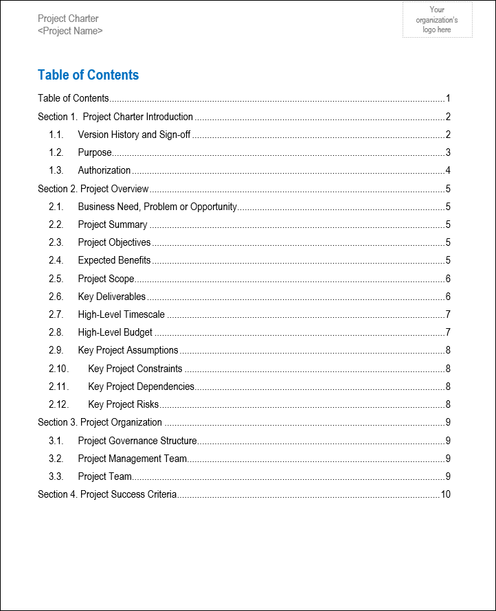 Project Charter Templates – Techno PM - Project Management Templates ...
