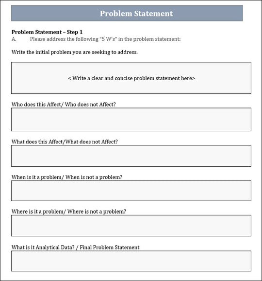Problem Statement Template – Techno PM - Project Management Templates ...