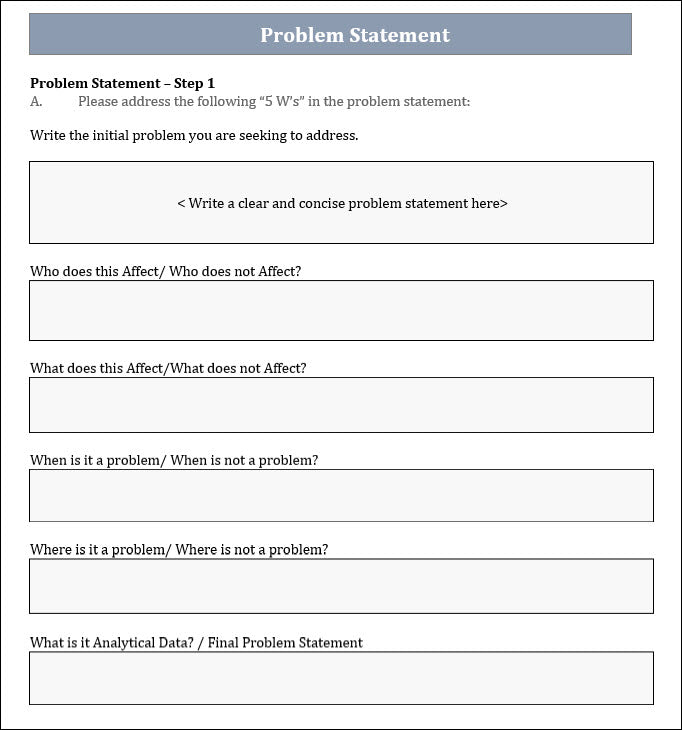 Problem Statement Template – Techno PM - Project Management Templates ...